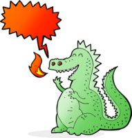 Cartoon Feuer speiender Drache mit Sprechblase png