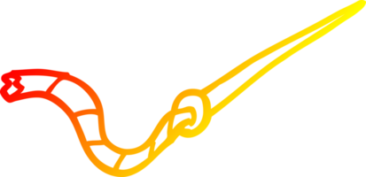 warm gradient line drawing of a cartoon needle and thread png