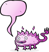 cartoon little fire demon with speech bubble png