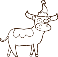 Christmas Cow Charcoal Drawing png