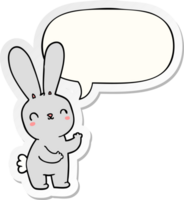 mignonne dessin animé lapin avec discours bulle autocollant png