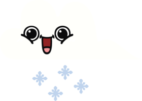 flat color retro cartoon of a snow cloud png