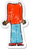 retro distressed sticker of a cartoon male body png