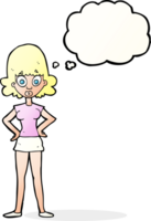 cartoon surprised woman with thought bubble png