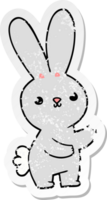 distressed sticker of a cute cartoon rabbit png