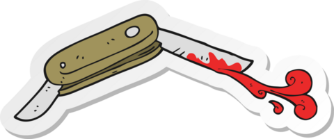 sticker of a cartoon bloody folding knife png