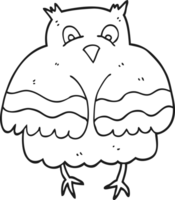 hand drawn black and white cartoon owl png