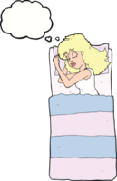 mulher dormindo dos desenhos animados com balão de pensamento png