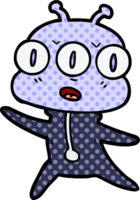 extraterrestre de tres ojos de dibujos animados png