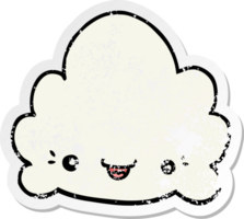 autocollant en détresse d'un nuage de dessin animé png