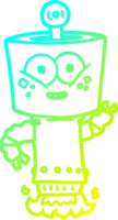 cold gradient line drawing of a happy cartoon robot png