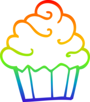 rainbow gradient line drawing of a cartoon cupcake png