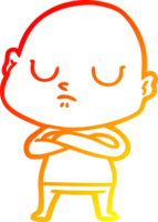 warm gradient line drawing of a cartoon bald man png