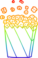 rainbow gradient line drawing of a cartoon cinema popcorn png