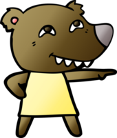 cartoon pointing bear girl showing teeth png