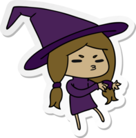 sticker cartoon illustration of a cute witch kawaii girl png