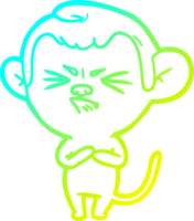 cold gradient line drawing of a cartoon annoyed monkey png