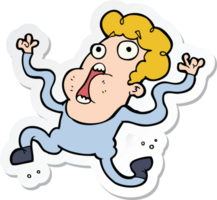 sticker of a cartoon terrified man png