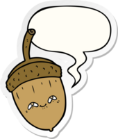 cartoon acorn with speech bubble sticker png