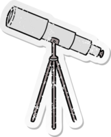 distressed sticker of a cartoon telescope png