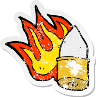 retro distressed sticker of a cartoon bullet png