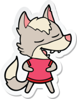 sticker of a cartoon wolf laughing png