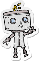 distressed sticker of a cartoon robot png