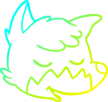 cold gradient line drawing of a cartoon fox face png