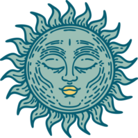 ikonisches Bild einer Sonne im Tattoo-Stil png