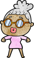 dessin animé femme portant des lunettes png