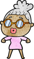 cartoon woman wearing spectacles png