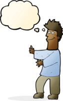 cartoon happy man with thought bubble png