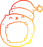 warm Gradient Linie Zeichnung von ein süß Karikatur Weihnachten Bär png