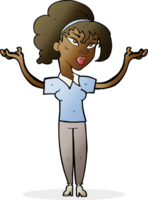 cartoon woman raising hands in air png