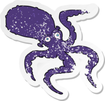 retro distressed sticker of a cartoon octopus png