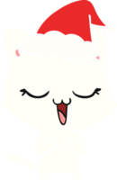 content main tiré plat Couleur illustration de une chat portant Père Noël chapeau png