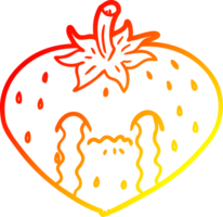 warm gradient line drawing of a cartoon strawberry png