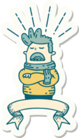 sticker of a tattoo style man wearing scarf png