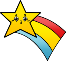 gradient shaded cartoon of a shooting rainbow star png