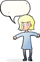 cartoon nervous woman with speech bubble png