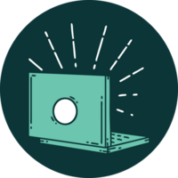 icon of a tattoo style laptop computer png