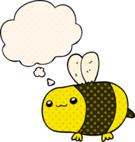 dibujos animados abeja con pensamiento burbuja en cómic libro estilo png