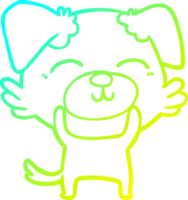 cold gradient line drawing of a cartoon dog png