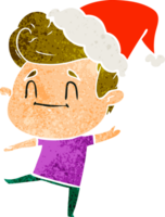 content main tiré rétro dessin animé de une homme portant Père Noël chapeau png