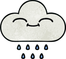 retro grunge texture cartoon of a rain cloud png