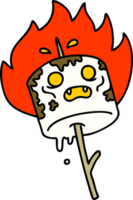 cartoon of a burning marshmallow on a stick png