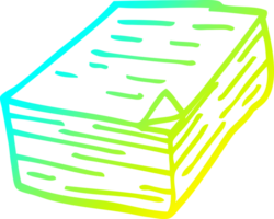 cold gradient line drawing of a cartoon pile of paper png