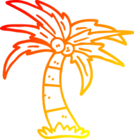 warm gradient line drawing of a cartoon palm tree png