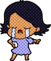 cartoon girl crying and pointing png