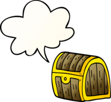 cartoon treasure chest with speech bubble in smooth gradient style png